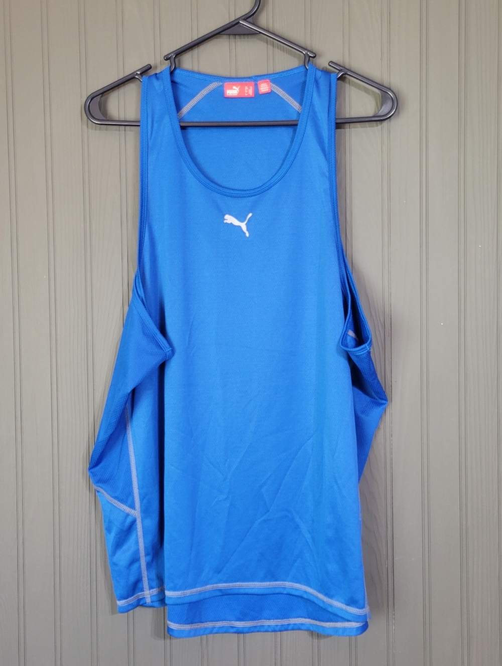 PUMA Sleeveless Athletic Tank Top Running Singlet Wicking Blue Men's XL
